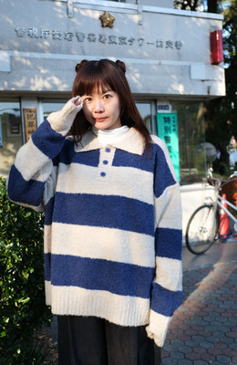 老學院派條紋POLO毛衣 /三色