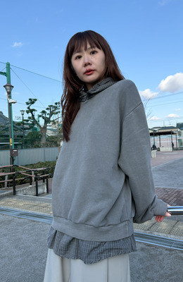 格子帽衫蓋大學Tee /二色