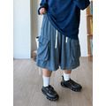 寬鬆世代！高磅麻料牛仔短褲 /二色