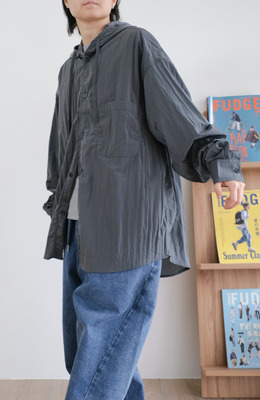 SOFT直線皺皺連帽小外套 /三色