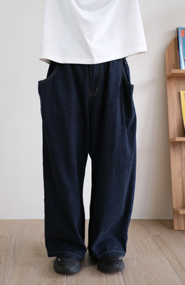 立體扣薄原色牛仔褲