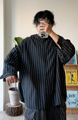 小立領直線條襯衫 /三色