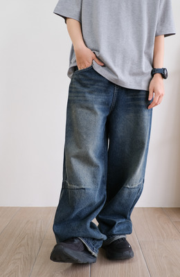 一痕壓箱寶刷舊牛仔寬褲