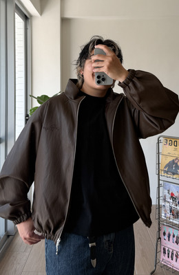 電繡軟料質感立領皮外套 /二色