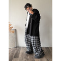 大透氣格子寬褲 /二色_2