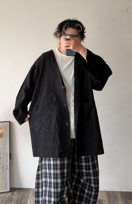 無領大師級罩衫外套