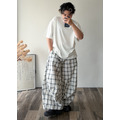 大透氣格子寬褲 /二色_5
