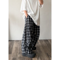 大透氣格子寬褲 /二色