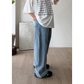 弧度切分小牛仔微彎刀寬褲 /二色_15