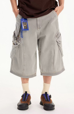 NH水洗Vintage彎刀寬短褲 /二色