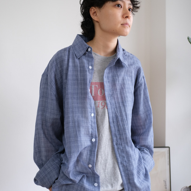 棉麻軟軟格子長袖襯衫 /二色