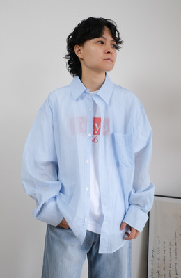 水尬！深淺藍色直條襯衫 /二色
