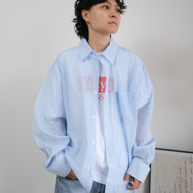 水尬！深淺藍色直條襯衫 /二色