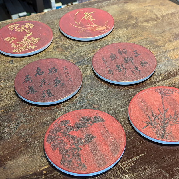 陶瓷杯墊-門扉梅蘭