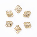 保色14k包金 隔珠 復古花紋配珠 10mm/5入 質感提升 菱形通孔 手鏈材料 項鍊材料