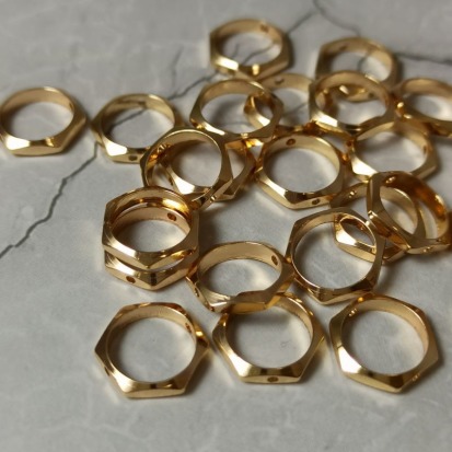 14k保色六角 串珠圈 轉運珠框 珠框 轉運珠 包金配件 對孔圈 diy配件