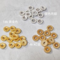 保色18k金 14k金 亮銀 精緻車輪花托 20入 3色 隔珠 隔片 手作配件 手串