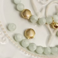 保色14k 飾品配件 14k隔珠 貝殼珠 9mm/5入 雙面通孔配珠 海洋風 隔珠 手鏈diy 飾品diy