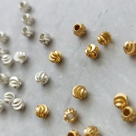 保色18k金 隔珠 切紋西瓜珠 約50入 保色金珠 保色銀珠 手鏈材料 串珠 飾品材料