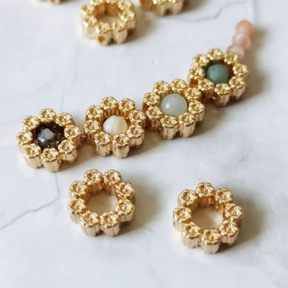 14k金保色對孔圈 珠框 5入 雙面對孔圈 精緻質感 飾品材料 手鍊串珠