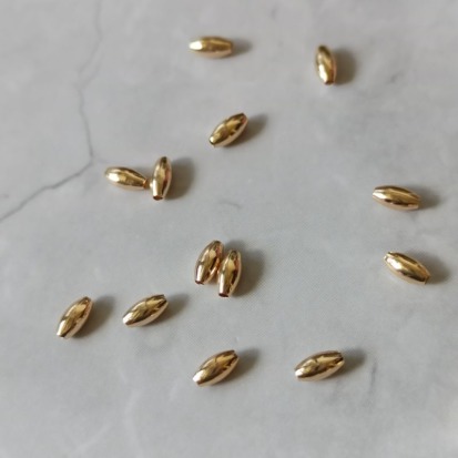 保色14k米型金珠 2*4mm/20入 飾品材料 手鏈材料 米珠 串珠材料