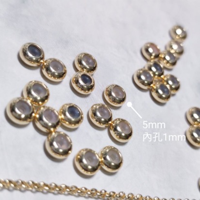 14k金矽膠扁珠 調節珠 5mm 隔珠 定位珠 扁珠 手鏈材料 飾品材料