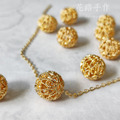 18k金 保色隔珠 簍空隔珠 金球 11mm/1入 吊墜 飾品配件_4