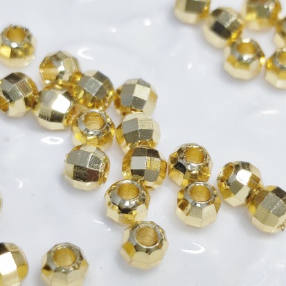 閃亮亮！ 18k金 鑽切面保色金珠 隔珠 4mm/約50入 保色珠 手串隔珠