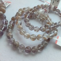 幽靈兔毛水晶 紫幽靈  無染色無優化 水晶手鍊 單圈 手圍16