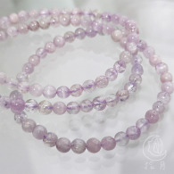 水晶皇后 高品 貓眼透體紫鋰輝 孔賽石 Kunzite 串珠 單圈 7mm/8mm/台中水晶批發 台中水晶