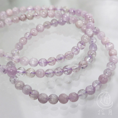 水晶皇后 高品 貓眼透體紫鋰輝 孔賽石 Kunzite 串珠 單圈 7mm/8mm/台中水晶批發 台中水晶