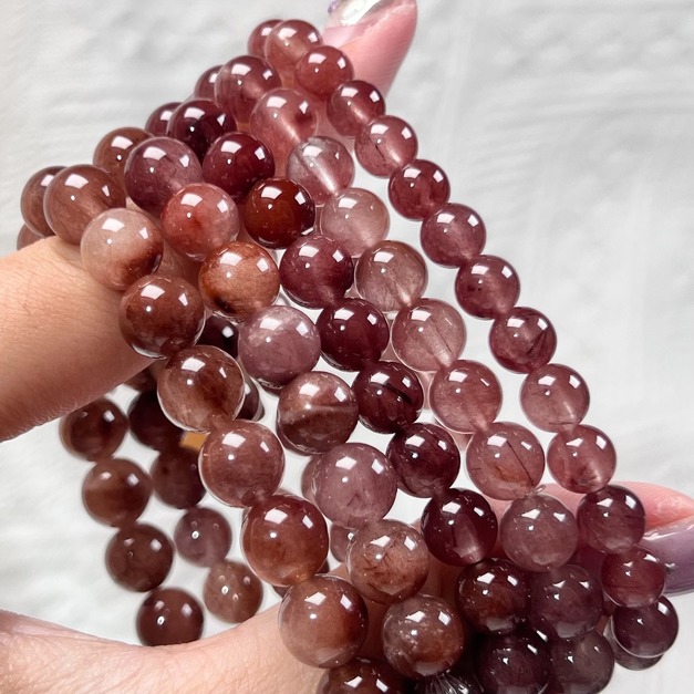 紅兔毛水晶 兔毛 水晶手鍊 單圈