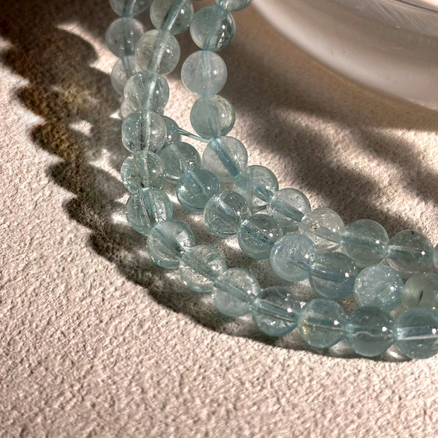 高品藍托帕 天然水晶  實拍 藍色系 三圈手鍊  6mm/6+mm