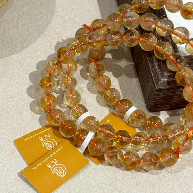 黃塔晶 圓珠 7+mm 水晶手鍊 單圈