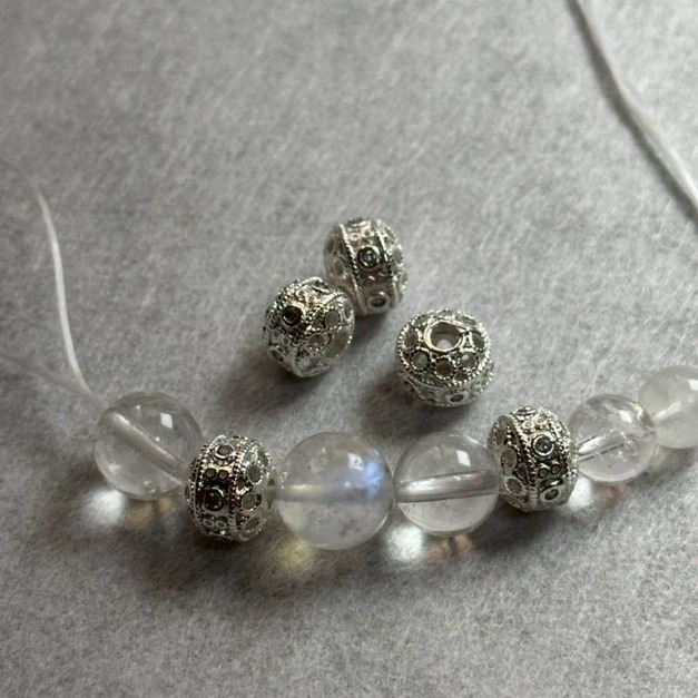 亮銀保色 鑲鑽 流光鑲鑽 隔珠 1顆 鑲鑽設計