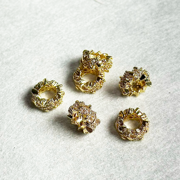 星環 鑲鑽  金色 14K隔片 1顆 約10*4.7mm 鑲鑽設計 隔片 排鑽 