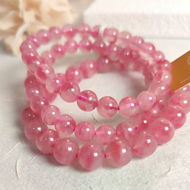 櫻花雨 薔薇輝石手串 高品 7+mm/8mm/9+mm/10mm單圈手練 水晶批發 台中水晶批發  台中水晶