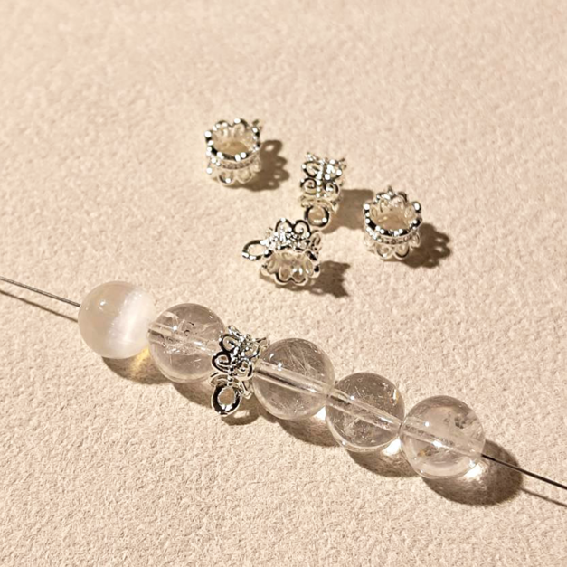 花型隔片 包銀 保色隔片 隔片 飾品材料 銀色 5入 金屬配件 隔珠 隔片花托