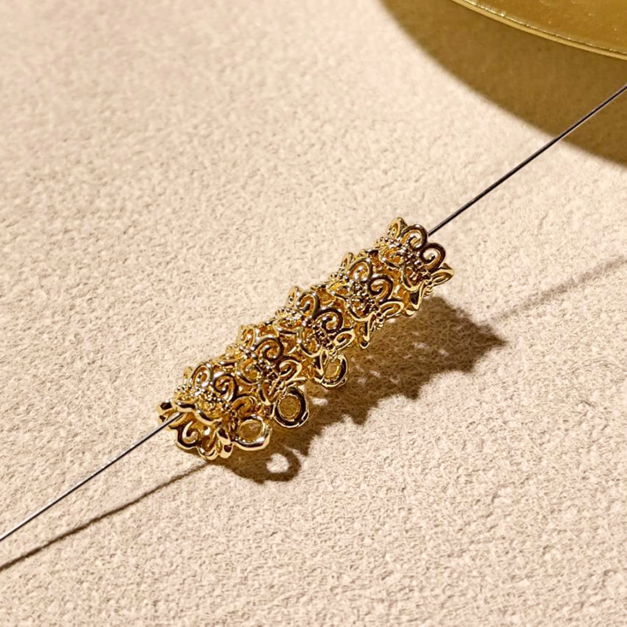 花型隔片 包金 保色隔片 花邊鑲鑽隔片 隔片 飾品材料金色 5入 金屬配件 隔珠 隔片花托