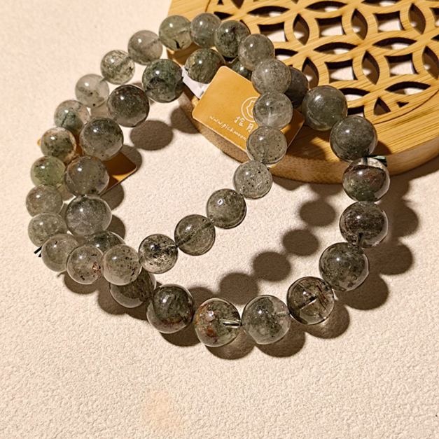 天然水晶 天然綠幽靈 綠幽靈 幽靈  7mm/8mm/9mm10mm/11mm 滿礦 單圈 台中水晶批發 台中水晶 招財