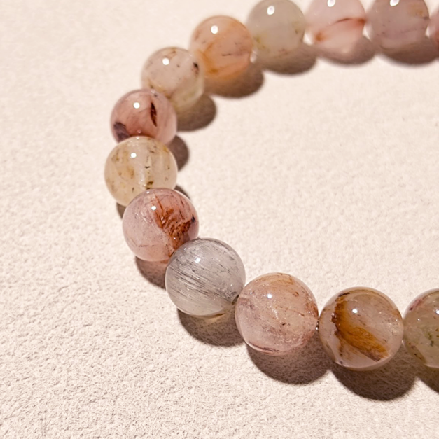 天然水晶 天然兔毛 天然彩兔毛 兔毛 8mm/9mm 單圈 台中水晶 水晶批發 