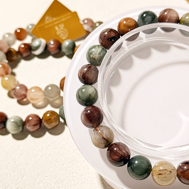 天然水晶 天然兔毛 濃色 天然彩兔毛 兔毛 8mm 單圈 台中水晶 水晶批發 