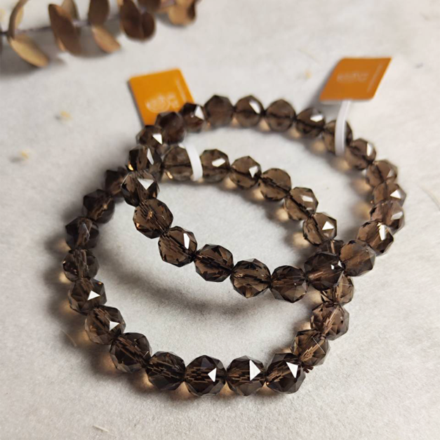 天然茶晶 茶晶 茶晶鑽切 鑽切  8mm 手串 單圈 天然水晶  台中水晶 水晶批發