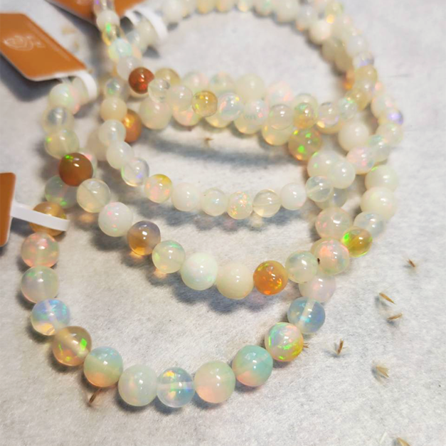 天然歐泊石 歐泊石 歐泊 天然水晶 4mm/5mm/6mm 單圈 圓珠 台中水晶 水晶批發