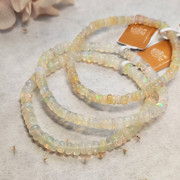 天然歐泊石 歐泊石 歐泊 算盤珠 天然水晶 4mm/5mm 單圈  台中水晶 水晶批發