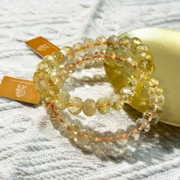 檸檬晶 鑽切車輪珠 車輪珠 鑽切 單圈 8mm/9mm/10mm 1入 台中水晶 水晶批發 黃水晶 黃色水晶 