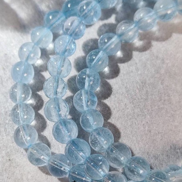 高品藍托帕 托帕石 高品 天然水晶  實拍 藍色系 三圈手鍊  5mm 台中水晶 水晶批發 