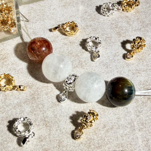 鑲鑽大孔愛心花  14k隔片  大孔珠 10mm 1入  隔片 手串 飾品diy