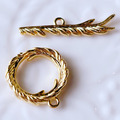 現貨 手鏈連結釦 羽毛OT釦 16*17mm 1入 OT扣 24k金色 保色 手鏈扣 OT釦_2