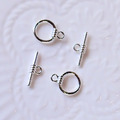 保色亮銀 OT釦 鎖釦 線條造型OT釦 手鍊配件 飾品材料 1組